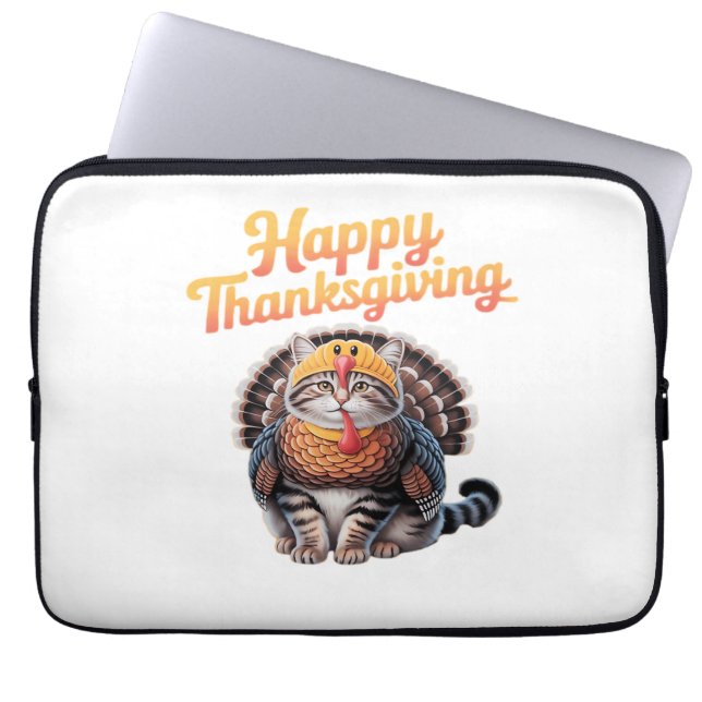 Happy Thanksgiving Cat Turkey Day Herfst Classic T Laptop Sleeve (Voorkant)