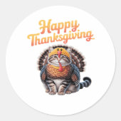 Happy Thanksgiving Cat Turkey Day Herfst Classic T Ronde Sticker (Voorkant)