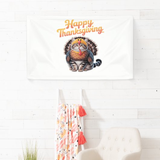 Happy Thanksgiving Cat Turkey Day Herfst Classic T Spandoek (Insitu)