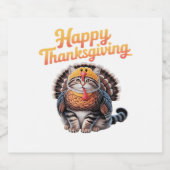 Happy Thanksgiving Cat Turkey Day Herfst Classic T Sparkling Wijnetiket (Enkel label)