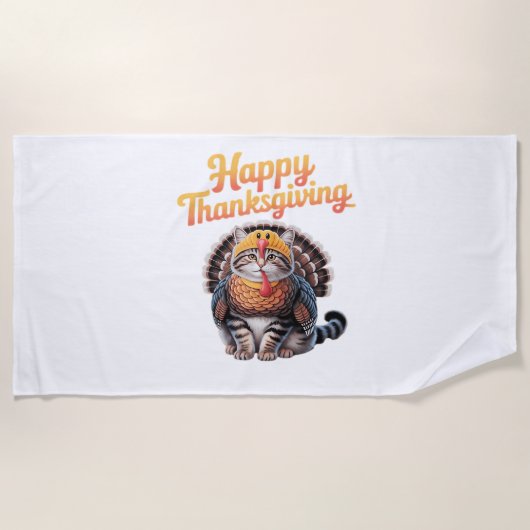 Happy Thanksgiving Cat Turkey Day Herfst Classic T Strandlaken (Voorkant)
