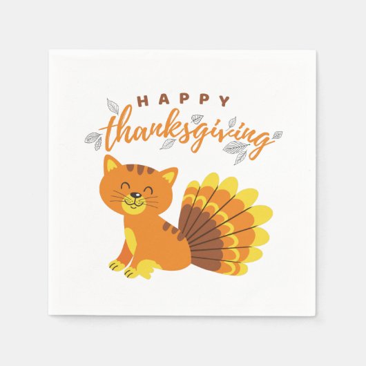 Happy Thanksgiving Cat Turkey Paper Servet (Voorkant)