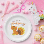 Happy Thanksgiving Cat Turkey Papieren Bordje (Feest)