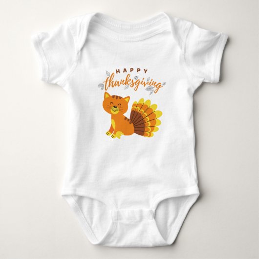Happy Thanksgiving Cat Turkije voor Baby kleinkind Romper (Voorkant)
