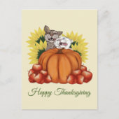 Happy Thanksgiving Cats met pompoen en zonnebloeme Briefkaart (Voorkant)