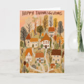 Happy Thanksgiving Charmante Herfst Village Herfst Kaart (Voorkant)