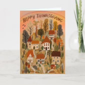 Happy Thanksgiving Charmante Herfst Village Herfst Kaart (Voorkant)
