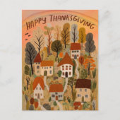 Happy Thanksgiving Charming Autumn Village Schatti Briefkaart (Voorkant)