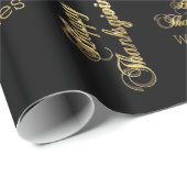 Happy Thanksgiving Chic Black Faux Gold Foil-tekst Cadeaupapier (Rol Hoek)