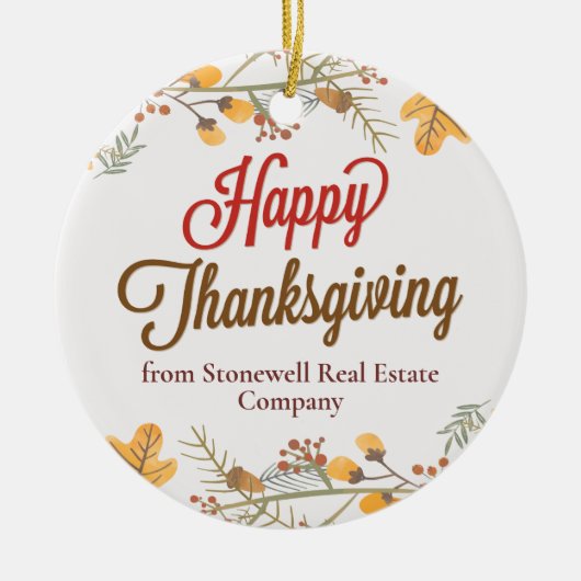 Happy Thanksgiving Chic Fall laat aangepaste bedri Keramisch Ornament (Voorkant)