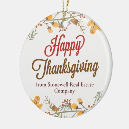 Happy Thanksgiving Chic Fall laat aangepaste bedri Keramisch Ornament (Links)