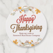 Happy Thanksgiving Chic Fall Leaves Company Party Bedankjes Labels (Voorkant)