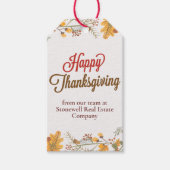 Happy Thanksgiving Chic Fall Leaves Company Party Cadeaulabel (Voorkant)