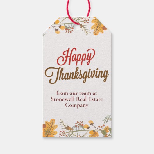 Happy Thanksgiving Chic Fall Leaves Company Party Cadeaulabel (Voorkant)