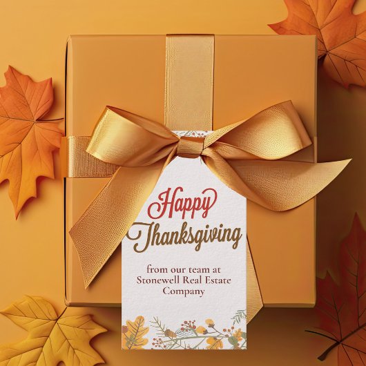 Happy Thanksgiving Chic Fall Leaves Company Party Cadeaulabel