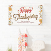 Happy Thanksgiving Chic Fall Leaves Company Party Spandoek (Insitu)