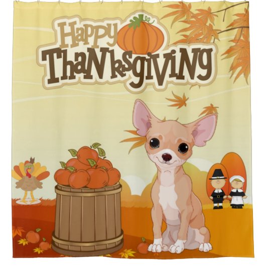 Happy Thanksgiving Chihuahua Douchegordijn (Voorkant)
