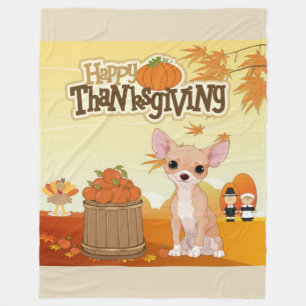 Happy Thanksgiving Chihuahua Fleece Deken