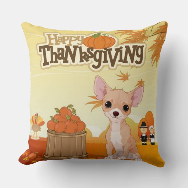 Happy Thanksgiving Chihuahua Kussen (Voorkant)