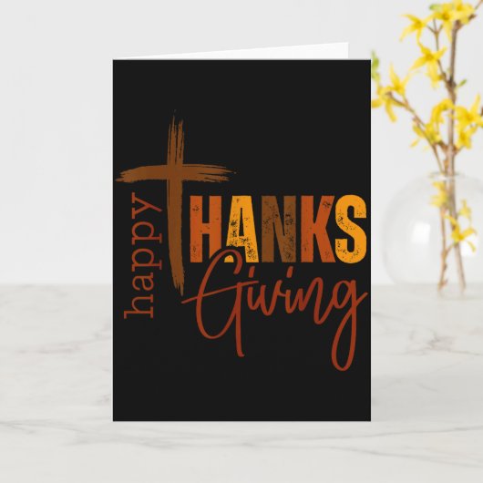 Happy Thanksgiving Christian Cross Turkey Pumpkin  Kaart (Gele Bloem)