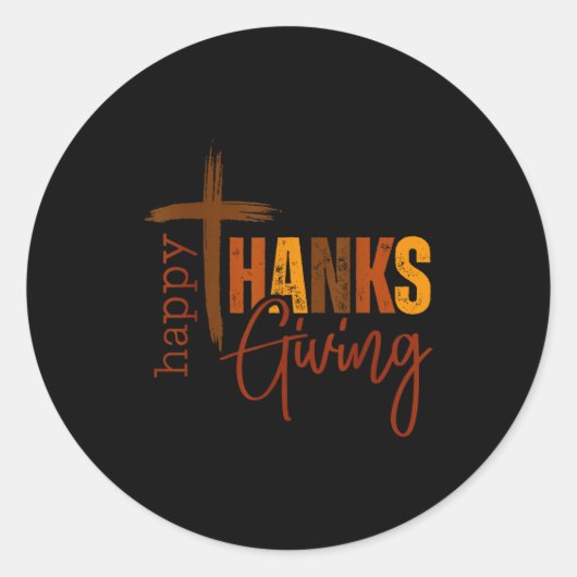 Happy Thanksgiving Christian Cross Turkey Pumpkin  Ronde Sticker (Voorkant)