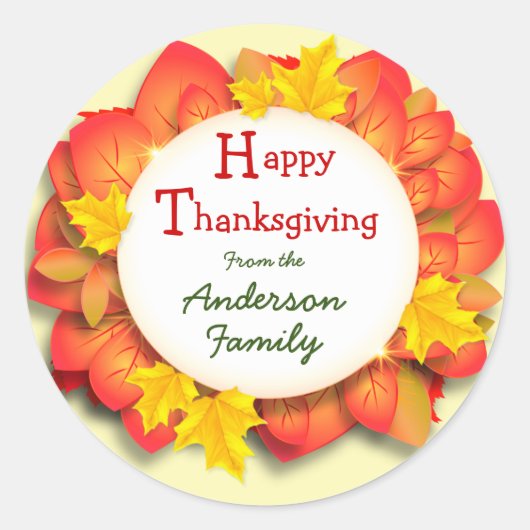 Happy Thanksgiving Classic Round Sticker (Voorkant)