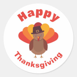 Happy Thanksgiving Classic Round Sticker