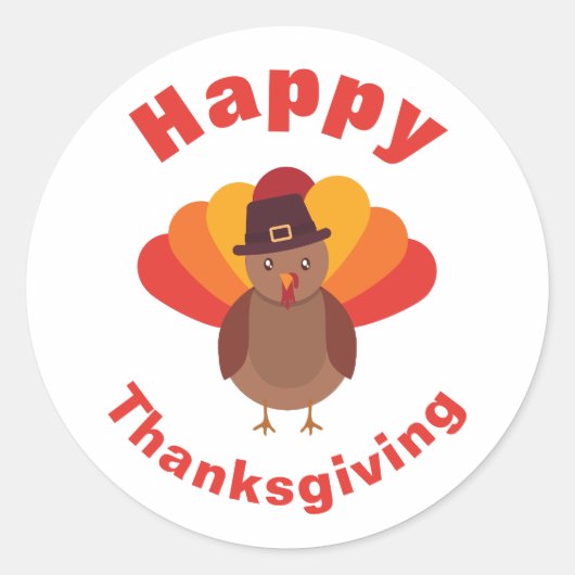 Happy Thanksgiving Classic Round Sticker (Voorkant)
