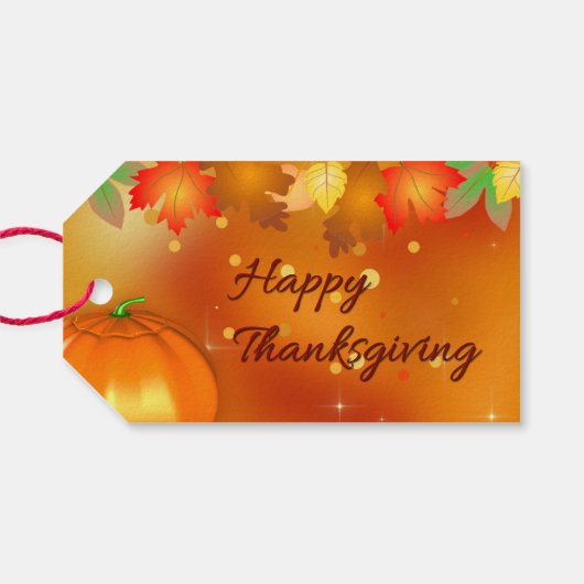 Happy Thanksgiving Colorful Autumn Leaves Cadeaulabel (Achterkant Horizontaal)