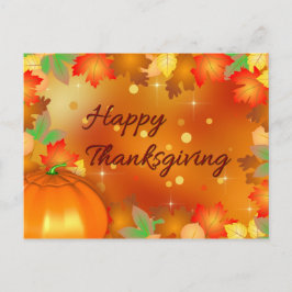 Happy Thanksgiving Colorful Autumn Leaves Feestdagenkaart