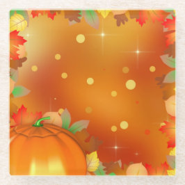 Happy Thanksgiving Colorful Autumn Leaves Glazen Onderzetter