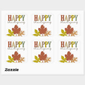 Happy Thanksgiving Colorful Autumn Leaves Holiday Vierkante Sticker (Vel)
