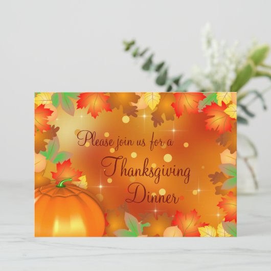 Happy Thanksgiving Colorful Autumn Leaves Kaart (Staand voorkant)