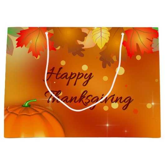 Happy Thanksgiving Colorful Autumn Leaves Large Cadeautasje (Voorkant)