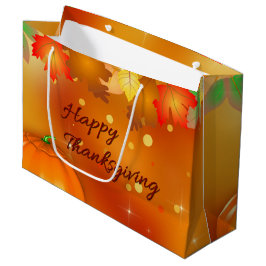 Happy Thanksgiving Colorful Autumn Leaves Large Cadeautasje