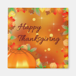 Happy Thanksgiving Colorful Autumn Leaves Magneet