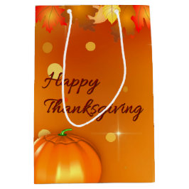 Happy Thanksgiving Colorful Autumn Leaves Medium Cadeauzakje