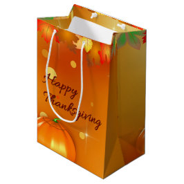 Happy Thanksgiving Colorful Autumn Leaves Medium Cadeauzakje