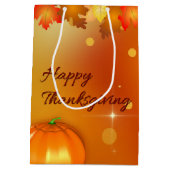 Happy Thanksgiving Colorful Autumn Leaves Medium Cadeauzakje (Achterkant)