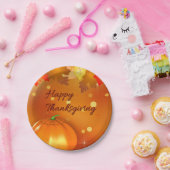 Happy Thanksgiving Colorful Autumn Leaves Papieren Bordje (Feest)