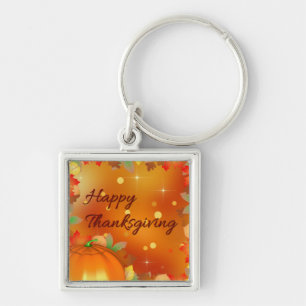 Happy Thanksgiving Colorful Autumn Leaves Sleutelhanger