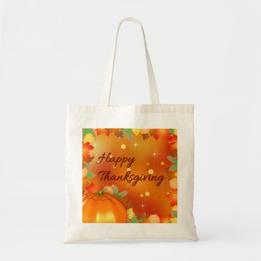 Happy Thanksgiving Colorful Autumn Leaves Tote Bag (Voorkant)