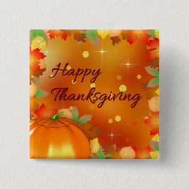 Happy Thanksgiving Colorful Autumn Leaves Vierkante Button 5,1 Cm