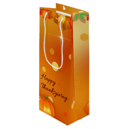 Happy Thanksgiving Colorful Autumn Leaves Wijn Cadeautas