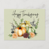 Happy Thanksgiving Colorful Waterverf Pumpkin Briefkaart (Voorkant)