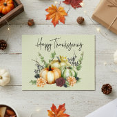 Happy Thanksgiving Colorful Waterverf Pumpkin Briefkaart
