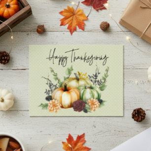 Happy Thanksgiving Colorful Waterverf Pumpkin Briefkaart