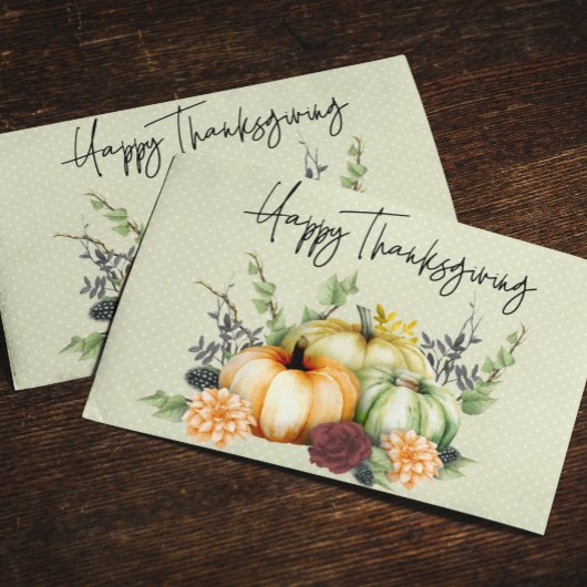 Happy Thanksgiving Colorful Waterverf Pumpkin Briefkaart
