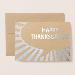 Happy Thanksgiving Comic Bubble Silver Foil Folie Kaarten