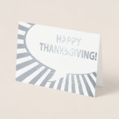 Happy Thanksgiving Comic Bubble Silver Foil Folie Kaarten (Voorkant)